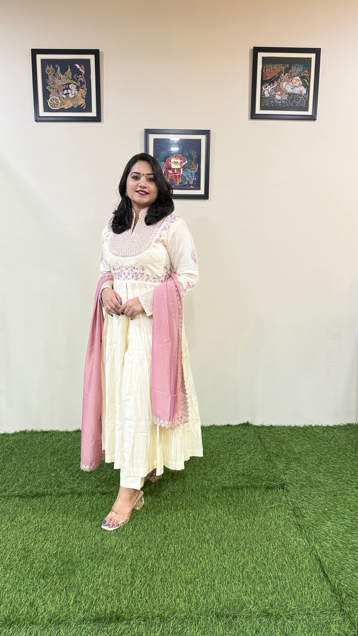 Pure Real Silk Ethnic 3-Piece Set with Embroidered Tissue or Organza Dupatta – Free Size Stitched