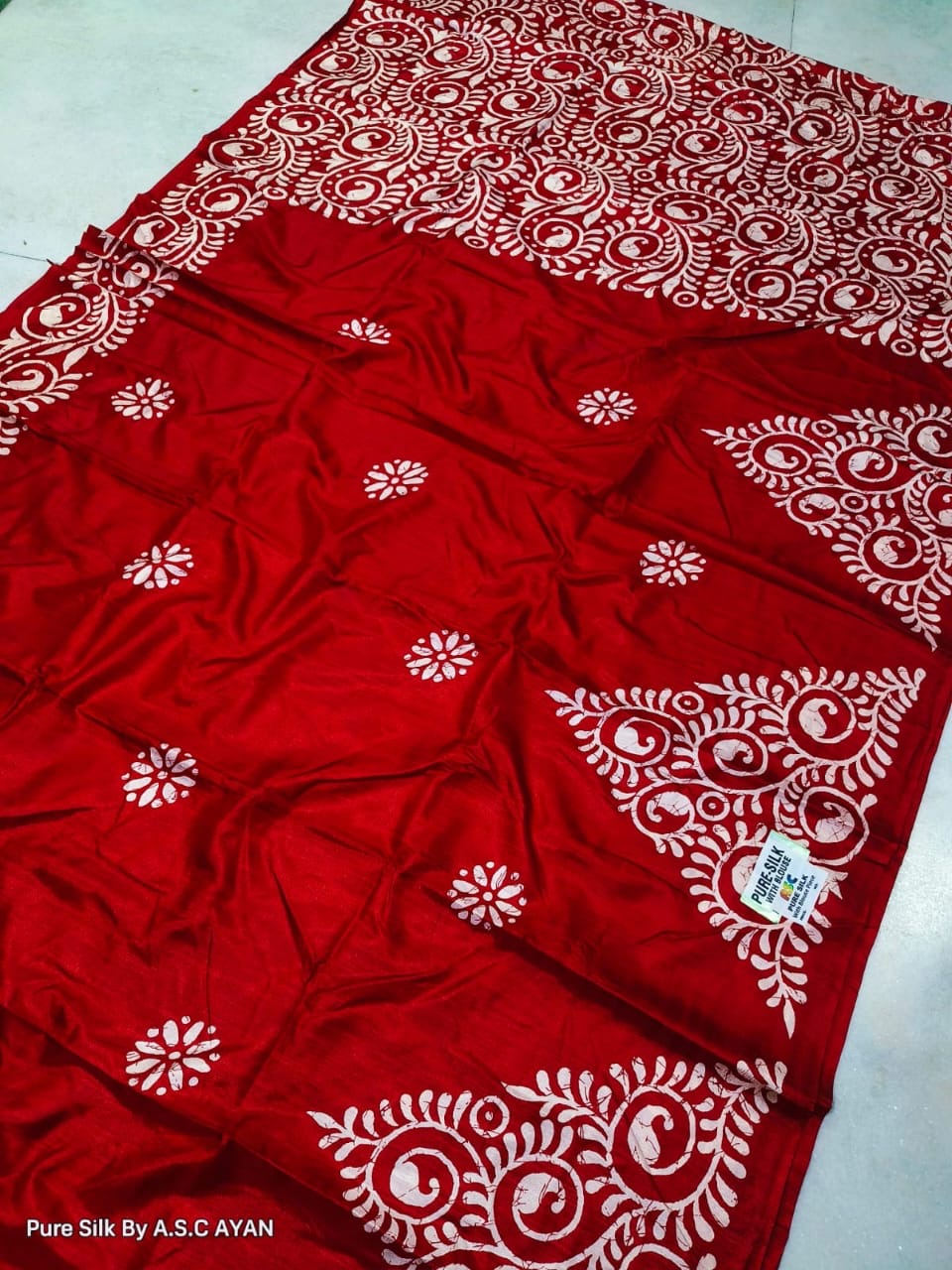 Alpana Print Pure Silk Saree with Printed Blouse Piece