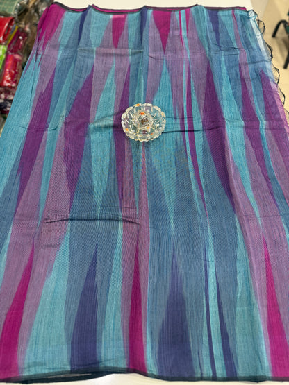 Ikat Kotki Cotton Silk Saree for Women with Matching Blouse Piece – Handwoven Traditional Design