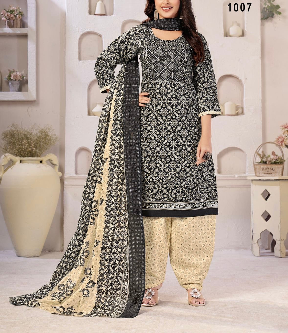 Muska Cotton Embroidered Kurta Patiala Suit Set with Malmal Dupatta for Women