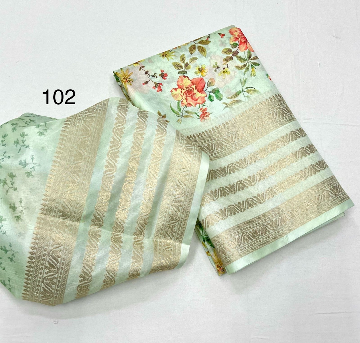 Soft Dola Silk Sarees digital floral print Jacquard weaving border