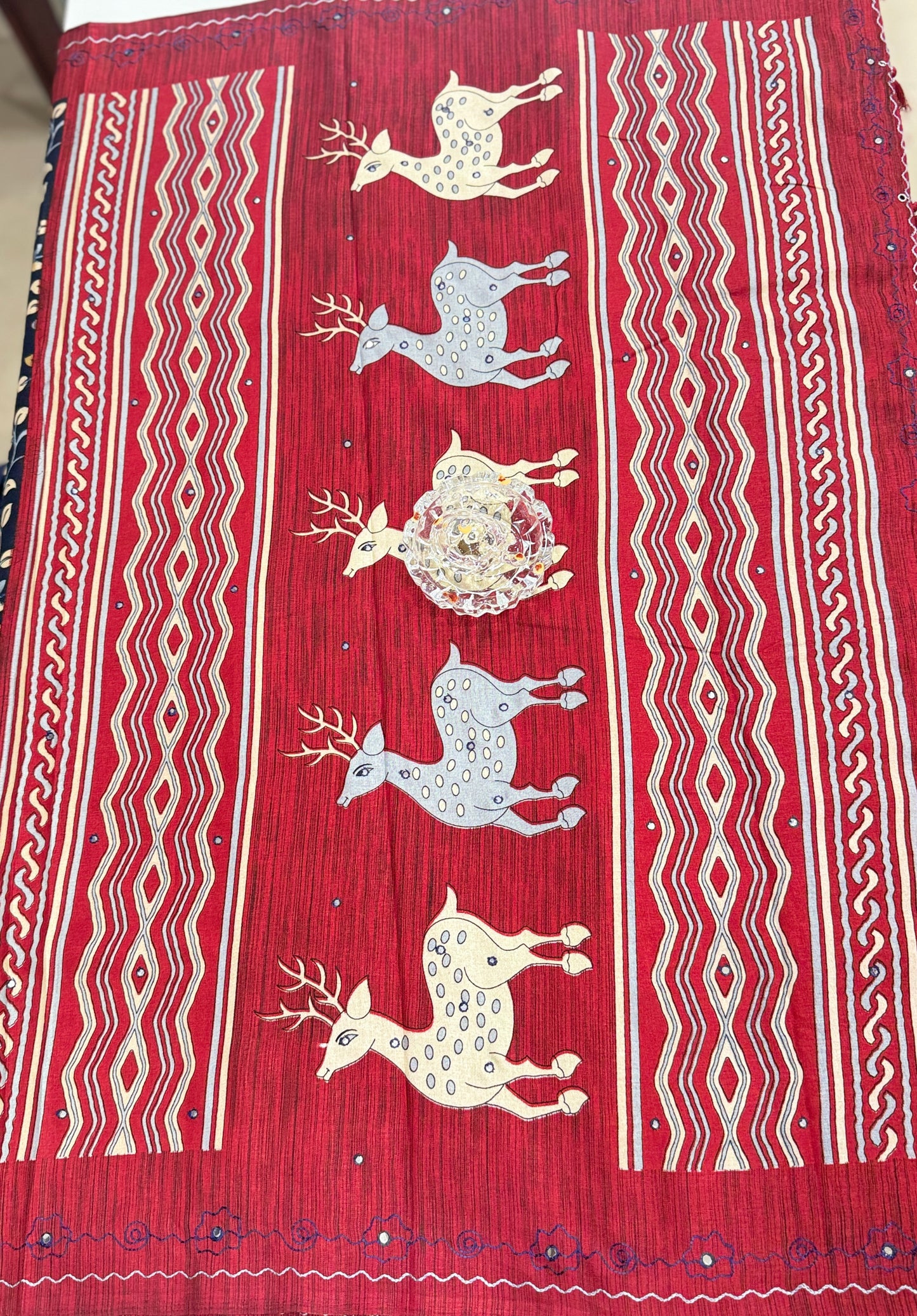 Victoria Cotton Silk Saree with Deer and Floral Print – Lightweight Traditional Cotton Silk Saree for Women