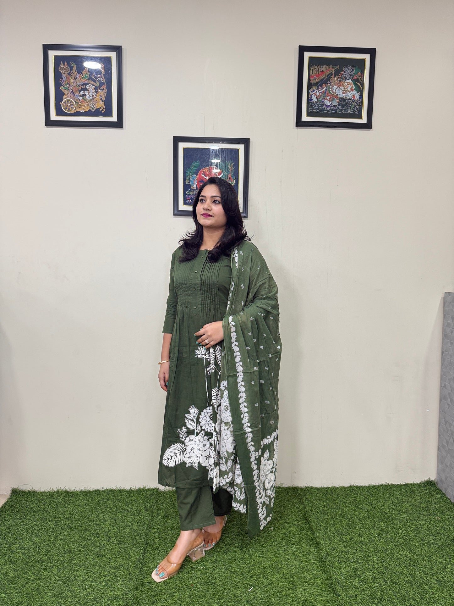 Women’s Premium Cotton A-Line Suit Set with Katdana and Mirror Work – Sizes 38 to 44