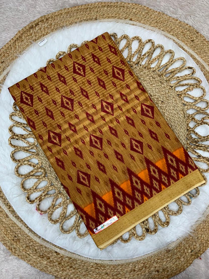 Pure Suti Cotton Saree with Traditional Batik Print – Chikko Tone and Multiple Colour Options