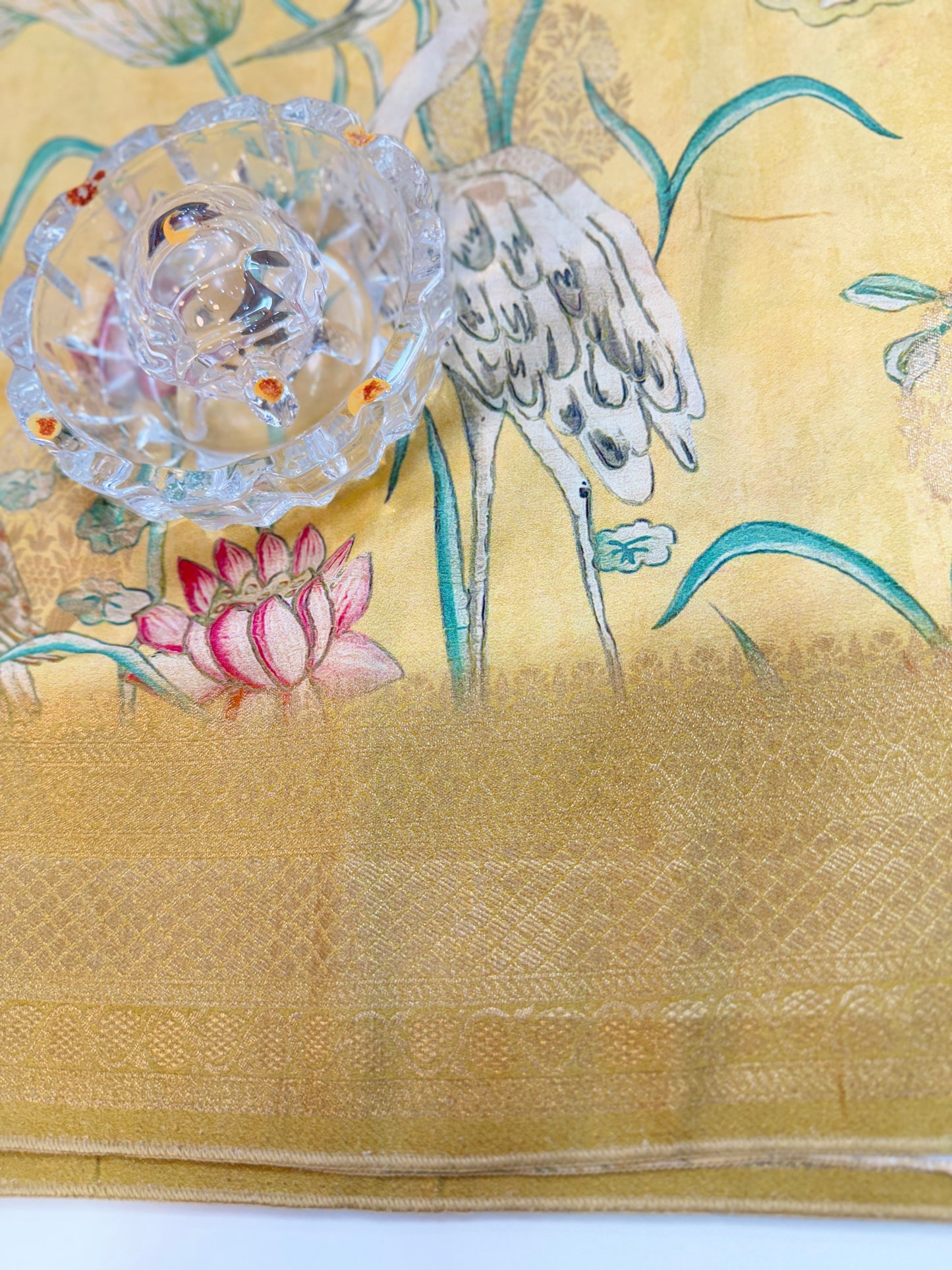 Pure Crepe Silk Saree with Digital Print and Zari Border – Elegant Festive and Wedding Saree for Women