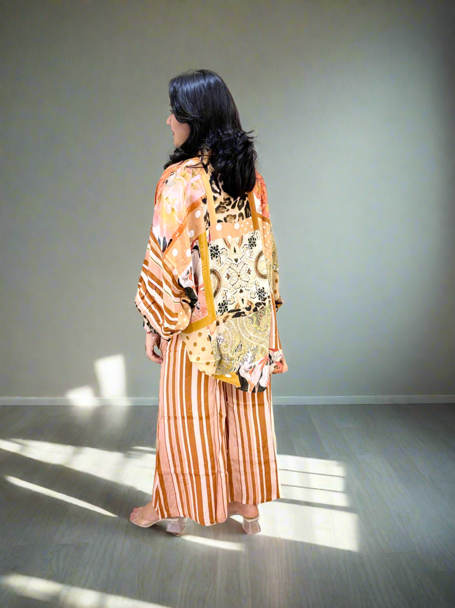 Viscose Crepe Digitally Printed Top with Matte Satin Digitally Printed Bottom – Women’s Fusion Wear Set (L to 2XL)