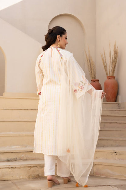 Pure Cotton Embroidered Kurta Pant Dupatta Set for Women – Available in Two Colors