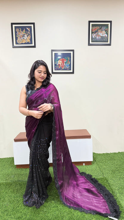 ethnic designer saree with unstitched blouse for women – festive wear