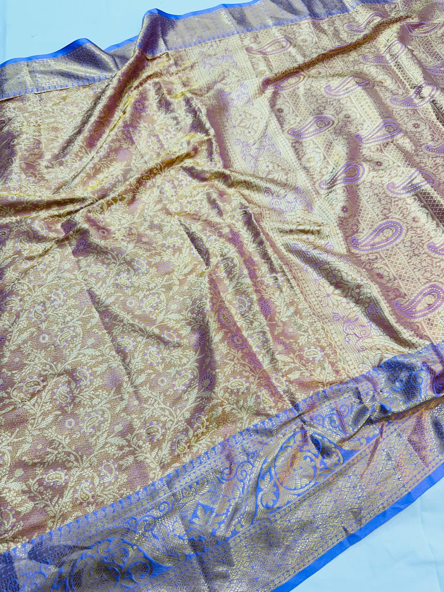 Kanjivaram Silk Saree with Mina Weaving, Nylon Zari Border, Rich Pallu and Blouse Piece