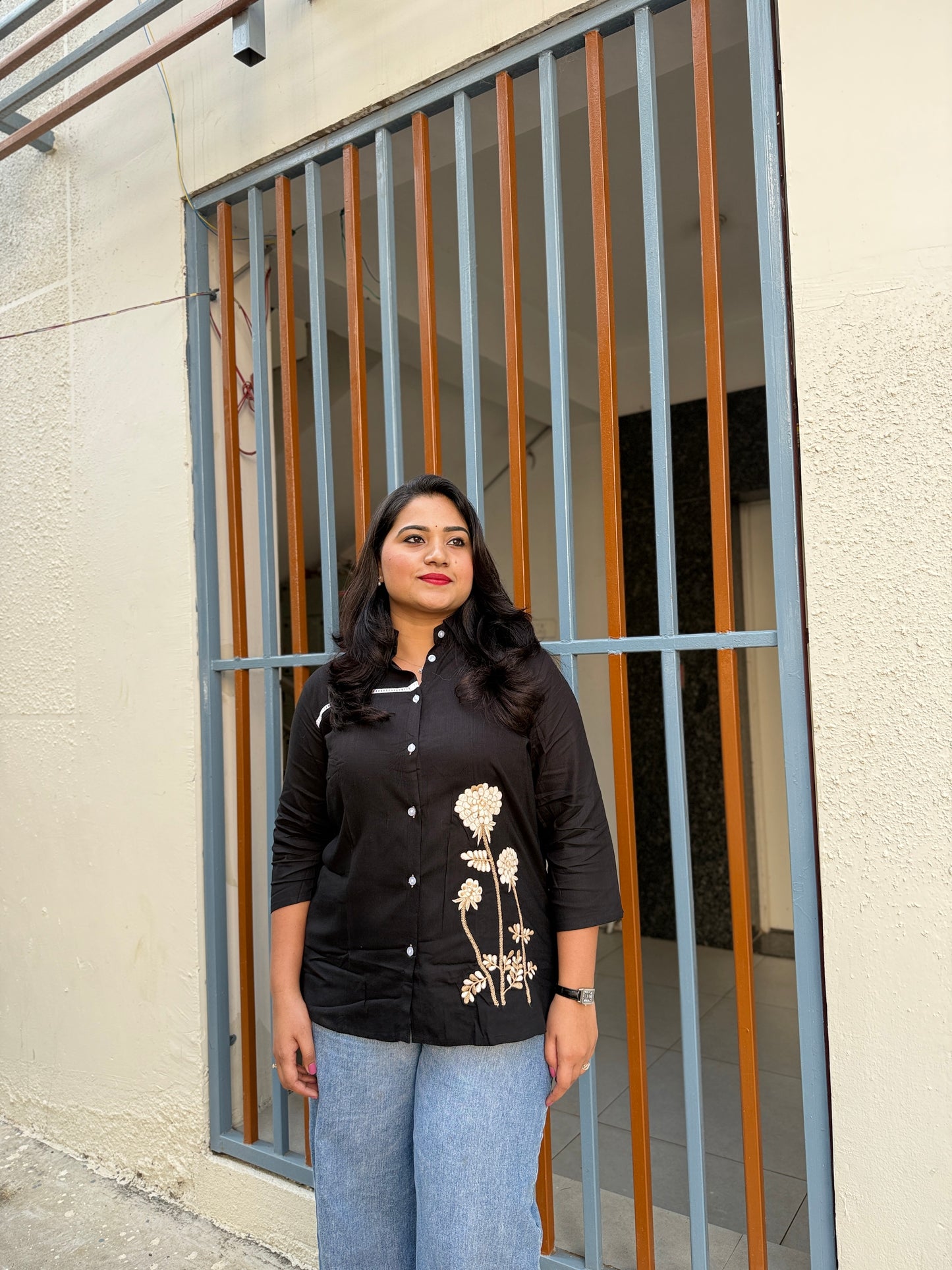 Rayon Slub Embroidered Shirt with Liva Tag – Women’s M to XXL