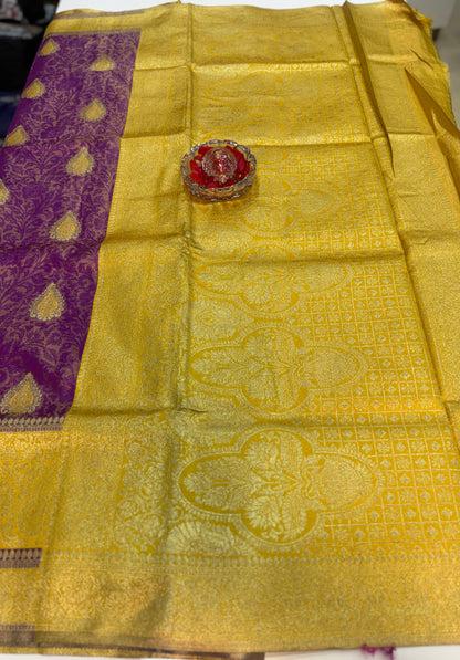 Pure Soft Silk Saree with Rich Zari Weaving and Multicolor Thread Work, Running Silk Blouse