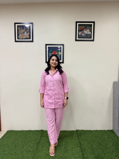 Women's Shifli Cotton Kurta Set with Matching Bottom in Soft Pastel Shades