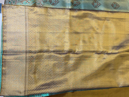 Borderless Kanchipuram Handloom Silk Saree with 2 Gram gold Zari Weaving – Bridal & Festive Wear