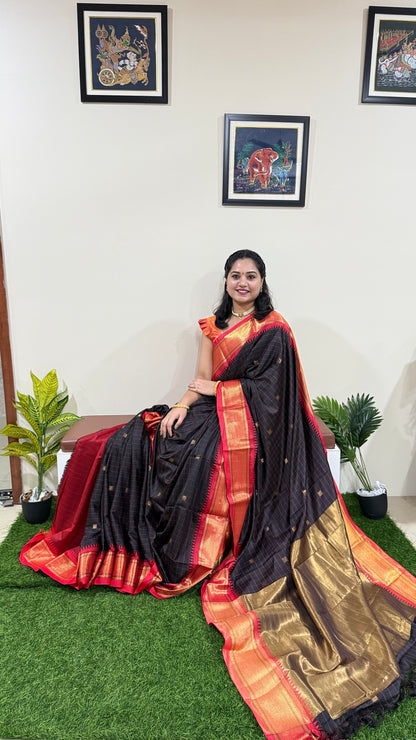 Cotton Silk Saree with Jacquard Border and Rich Pallu – With Contrast Blouse Piece for Women