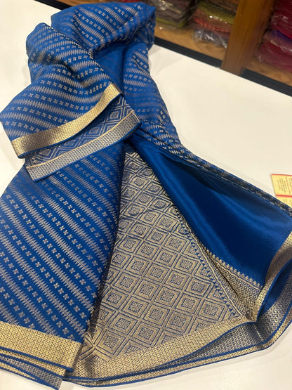 Pure Brocade Mysore Silk Saree for Women – 120 Gram, Rich Pallu Design, Silk Mark Certified