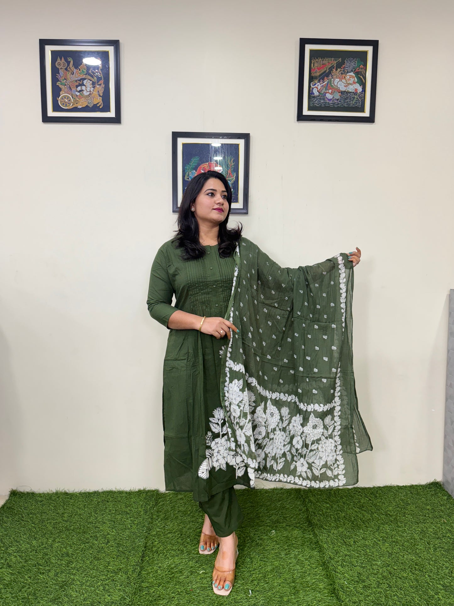 Women’s Premium Cotton A-Line Suit Set with Katdana and Mirror Work – Sizes 38 to 44