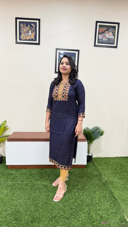 Solid Rayon Kurti Collection for Women with Zari and Thread Embroidery – M to 4XL