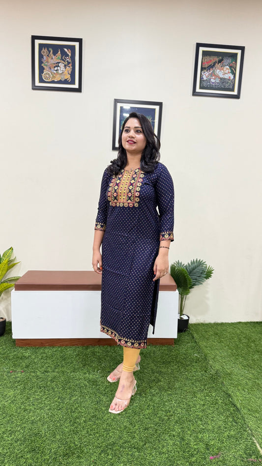 Solid Rayon Kurti Collection for Women with Zari and Thread Embroidery – M to 4XL