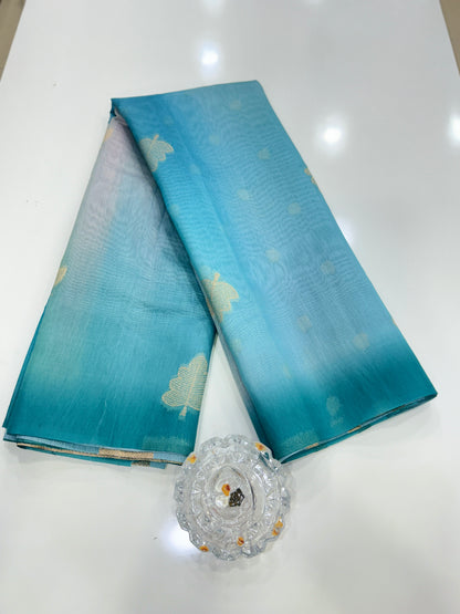 Soft Handloom style Silk Saree with Zari Leaf Weaving and Gradient Shading – Festive Wear Saree for Women