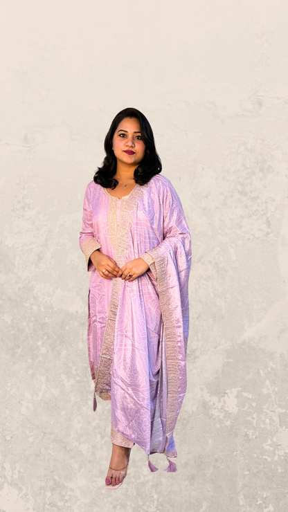 Viscose Jacquard Silk XL Size Suit Set with Digital Embroidered Dupatta – 3-Piece Festive Outfit for Women