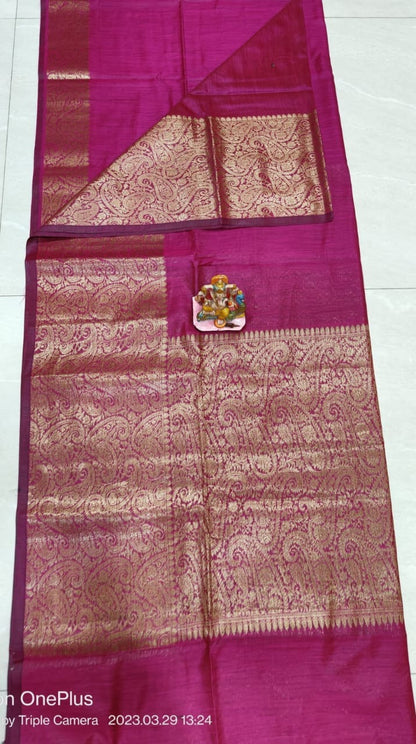 Pure Muga Cotton Mohapar Saree with Brocade Blouse Piece for Women – Soft Draping Fabric