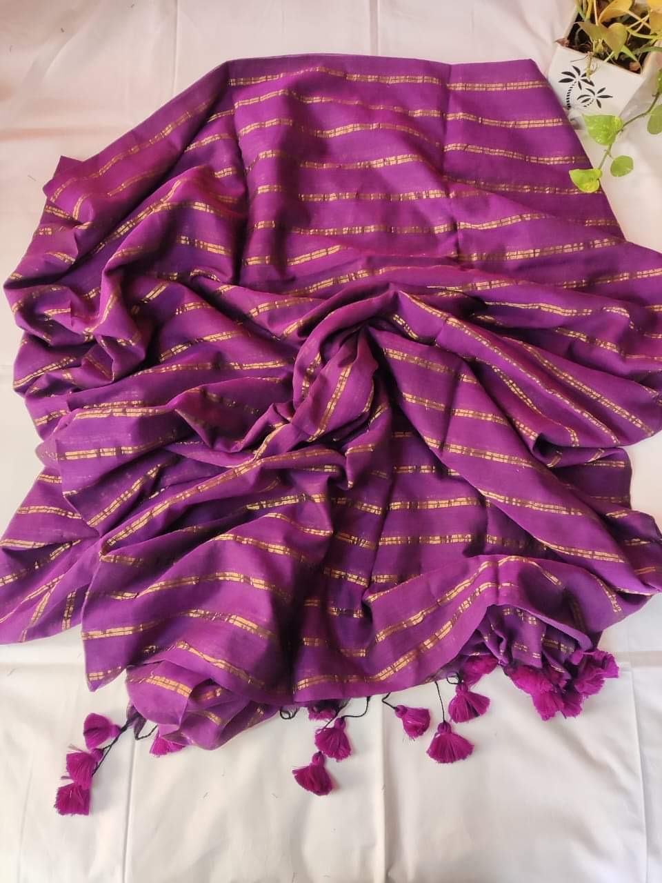 Soft Striped Saree for Women with Blouse Piece – Elegant Pastel and Vibrant Color Options