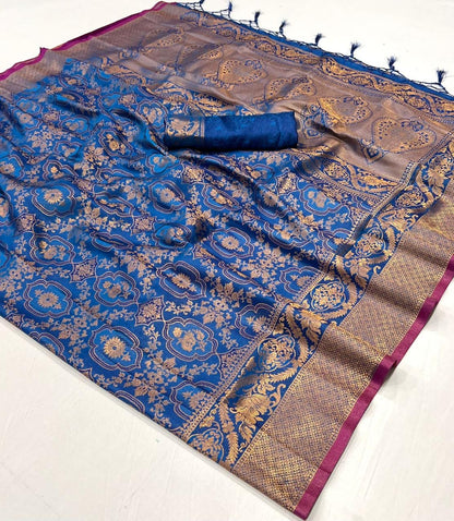 Handloom style Silk Saree with Intricate Weaving and Blouse Piece – Festive and Wedding Wear
