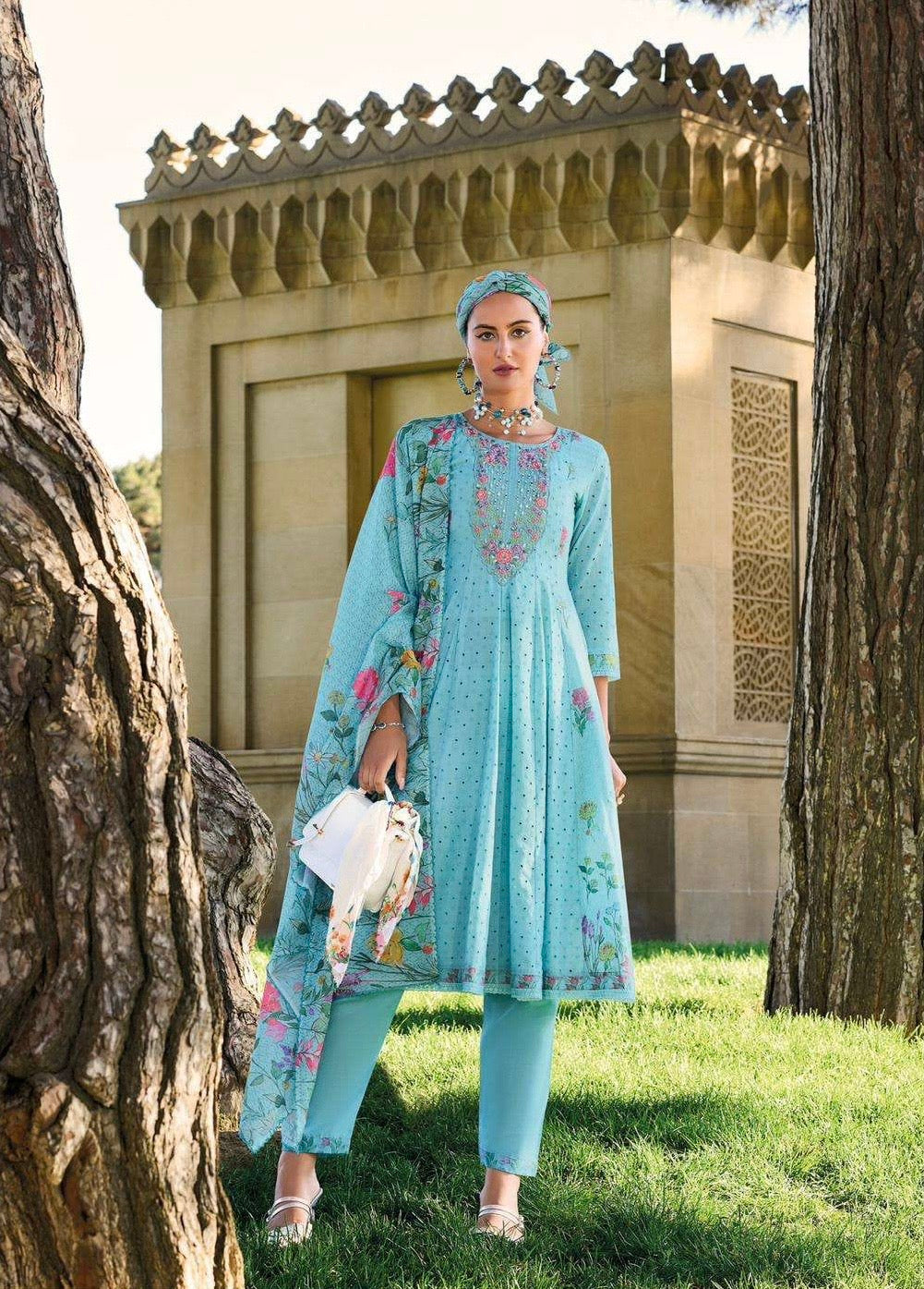 Pure Cotton Anarkali Kurti Pant Set with Digital Print Dupatta – Pakistani Style Women’s Ethnic Wear