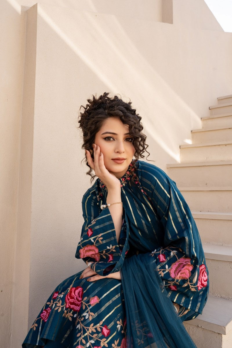 Pure Cotton Embroidered Kurta Pant Dupatta Set for Women – Available in Two Colors