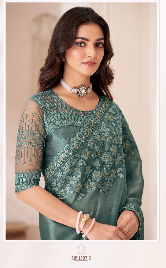 Satin Georgette Saree with Elegant Design for Festive and Party Wear – Soft and Flowy Drape