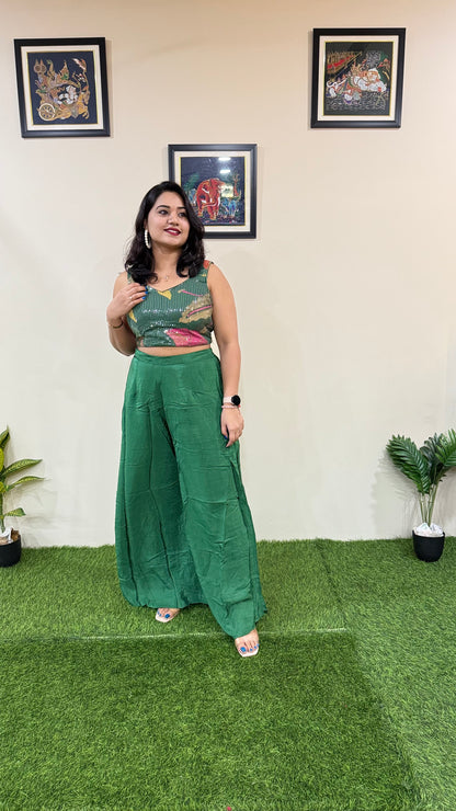 French Crepe Silk 4-Piece Embroidered Ethnic Set for Women – Free Size Stitched Outfit