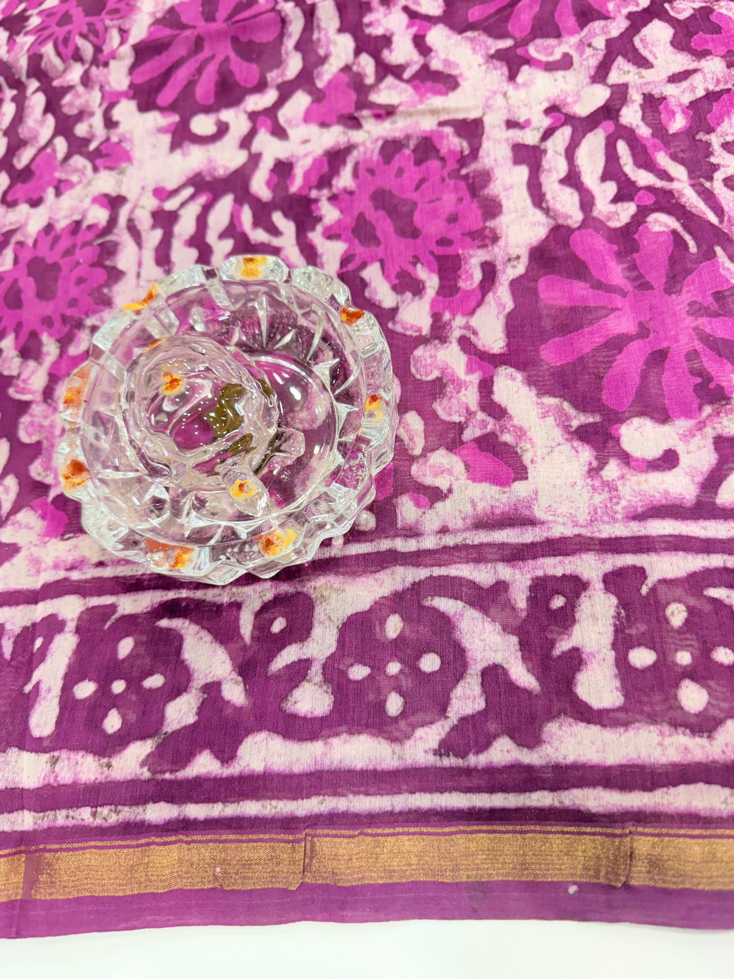 Pure Chanderi Silk Saree with Intricate Handblock Print and Blouse Piece – Traditional Wear for Women