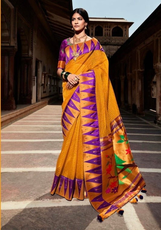 Organza Tissue Silk Saree with Embroidery or Swarovski Work and Heavy Designer Blouse – Wedding and Festive Wear for Women