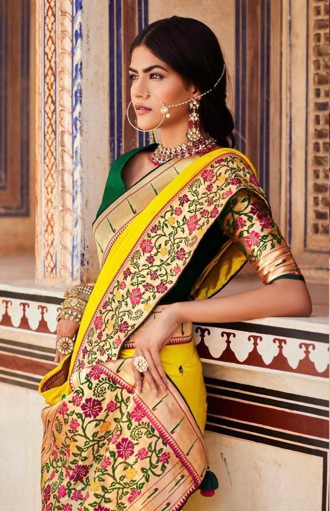 Organza Tissue Silk Saree with Embroidery or Swarovski Work and Heavy Designer Blouse – Wedding and Festive Wear for Women