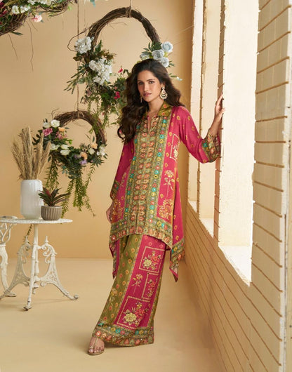 Crepe Silk Digital Printed Co-Ord Set with Mirror Work for Women – Festive Wear Kurta Pant Set