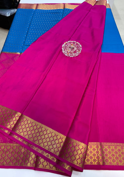 Pure Crepe Mysore Silk Saree for Women – 120 Gram, Zari Lines Design, Silk Mark Certified with Blouse Piece