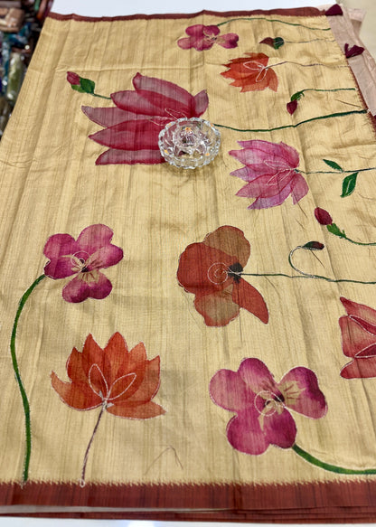 Assam silk saree for women with aari embroidery and paithani motifs, festive wear saree with blouse