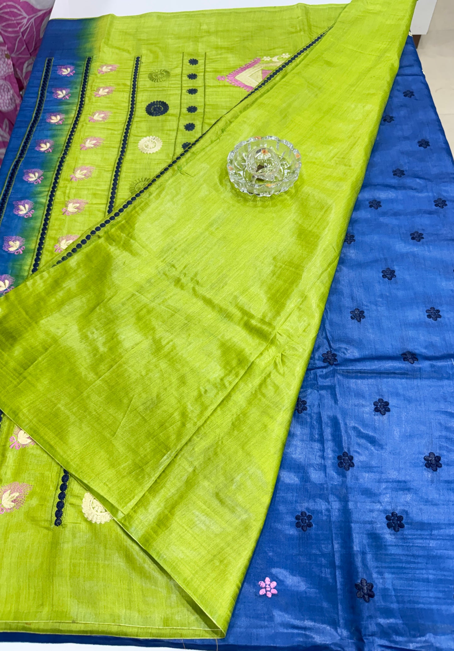 Pure Tussar Munga Silk Saree with Dolabadi Embroidery Work – Silk Mark Certified Handloom Saree
