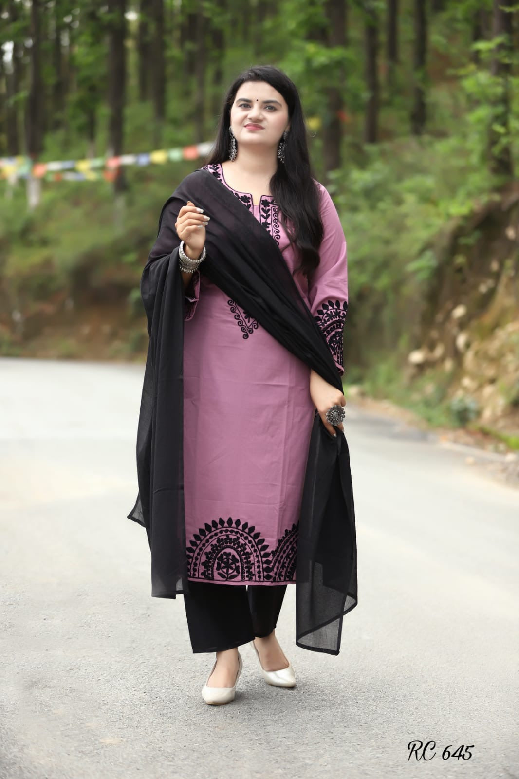 Embroidered Cotton Kurti Pant Dupatta Set for Women with Designer Sleeves – Sizes 38 to 46