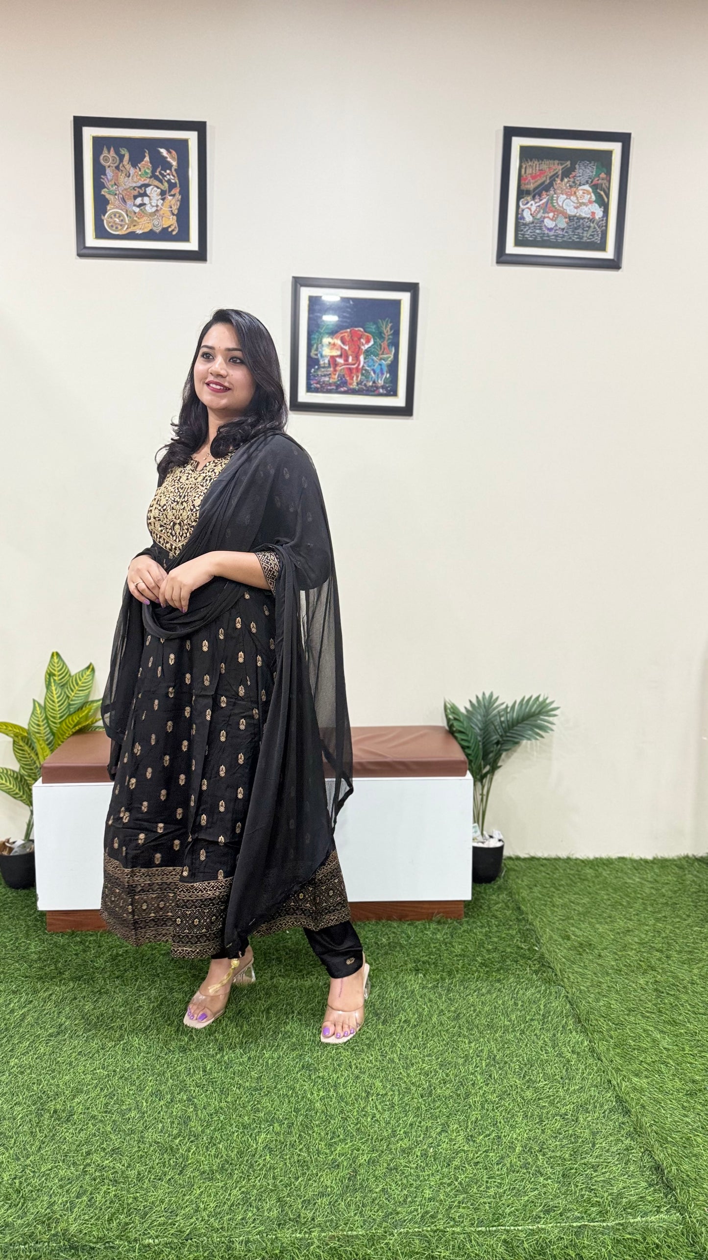 Rayon Kurta Pant Dupatta Set with Foil Print and Zari Sequins Embroidery – Women’s 3-Piece Outfit