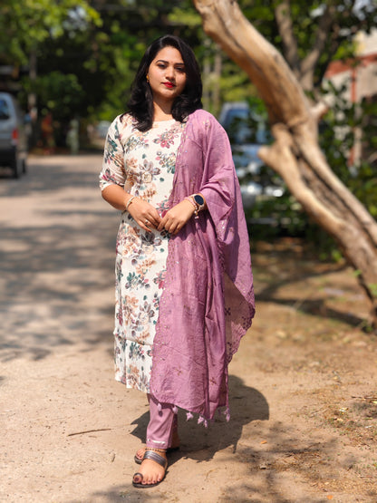 Handcrafted Modal Silk Kurti with Pant & Heavy Work Dupatta – Sizes M to 3XL