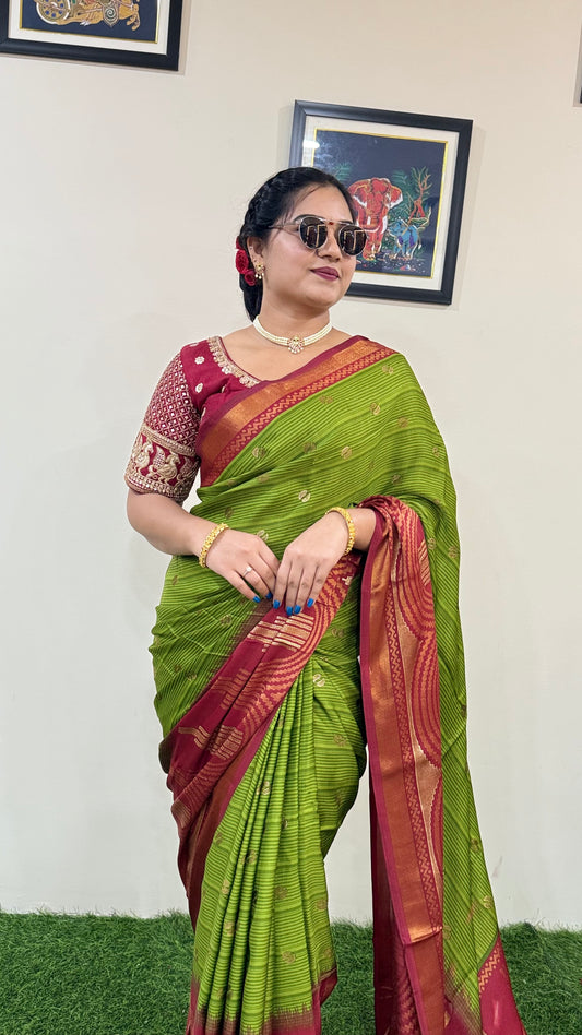 brasso print saree with fancy blouse