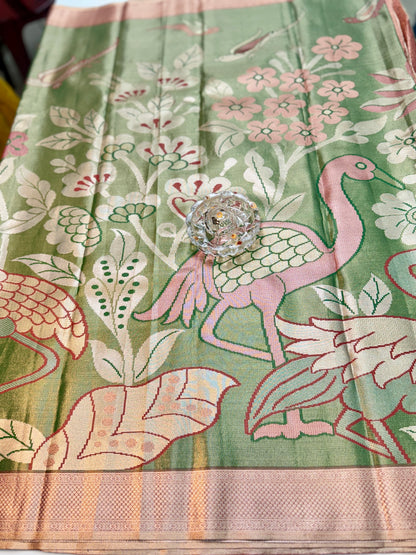 Semi Pattu Silk Saree with Zari Border and Contrast Pallu for Women