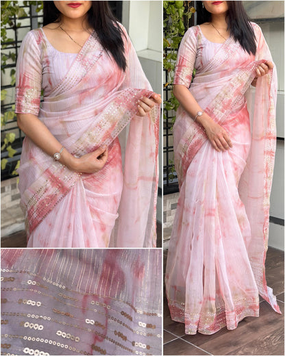 Pastel Bliss Pure Organza Sarees
