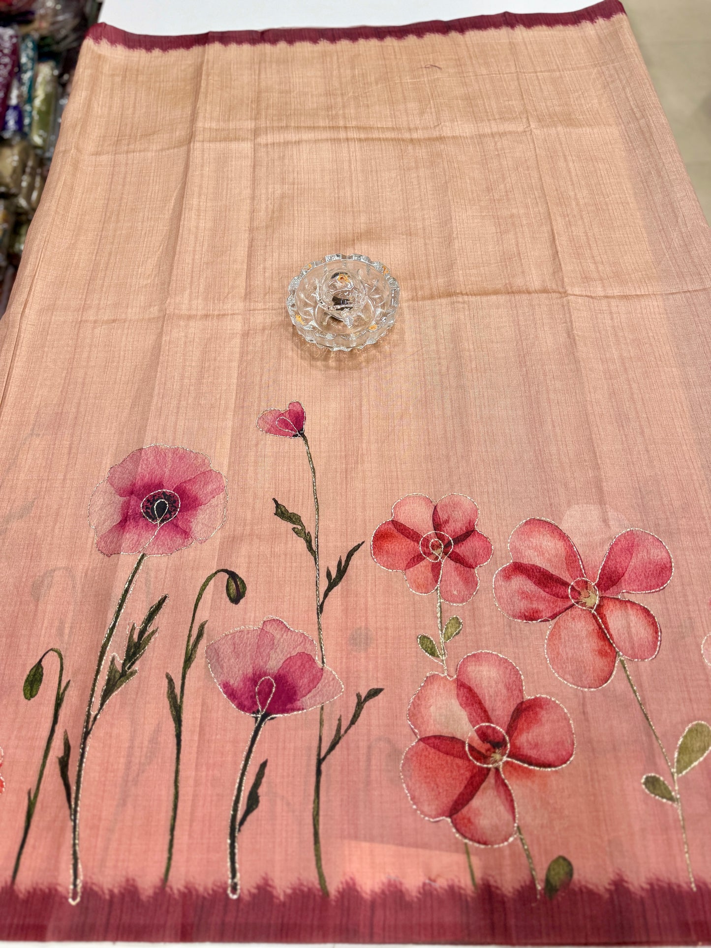 Assam silk saree for women with aari embroidery and paithani motifs, festive wear saree with blouse