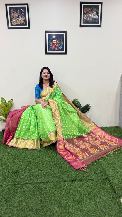 Pochampally Pure Cotton Saree for Women with Traditional Ikat Weave and Blouse Piece – Multiple Colors