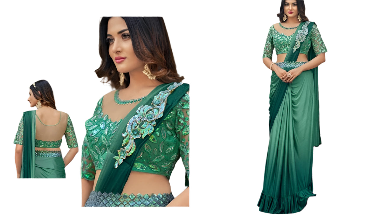 fancy ready to wear saree with unstitched net blouse Mani’s Ready to Wear