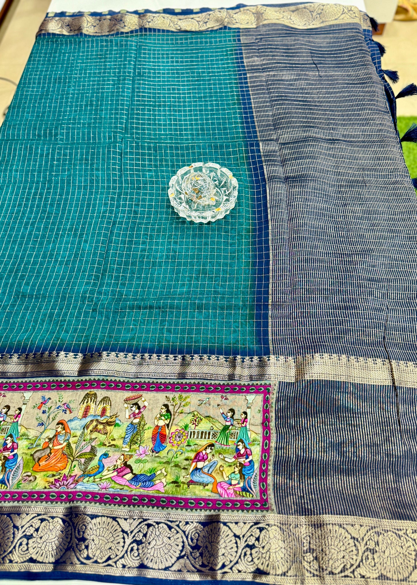 Russian Bentex Border Chittpallu Viscose Crepe Silk Saree with Zari Weaving – Festive Wear