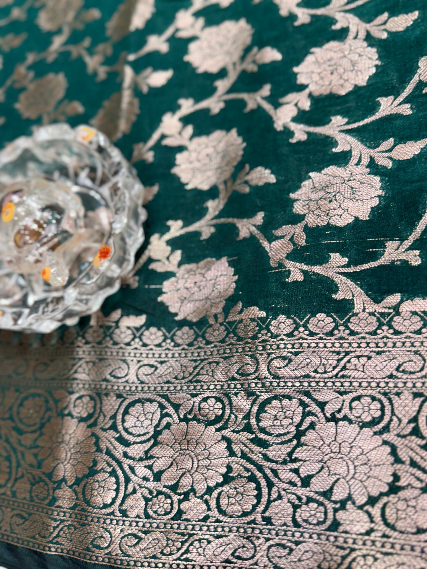 Banarasi Semi Dupion Silk Saree with Zari Floral Jaal Weaving and Blouse Piece for Women