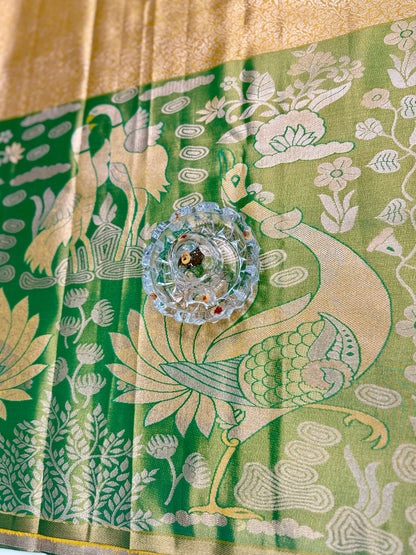 Semi Pattu Silk Saree with Zari Border and Contrast Pallu for Women